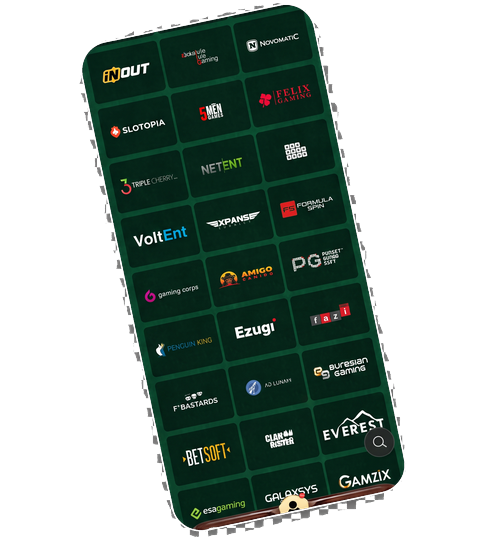 NightLuck Casino spelaanbieders raster met Pragmatic Play, Evolution, Hacksaw Gaming, BGaming en Spinomenal studio logos