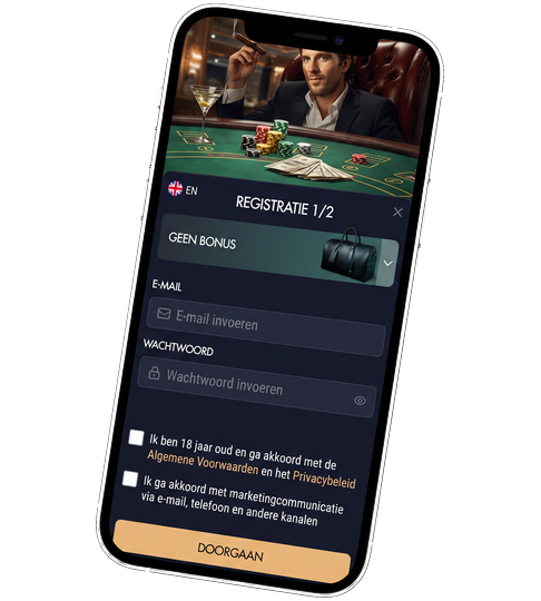 NightLuck Casino registratie scherm met leeftijdsverificatie, veiliger spelen checkbox en account setup